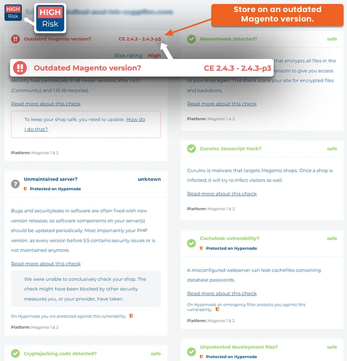 Version Upgrade An Outdated Store High Risk